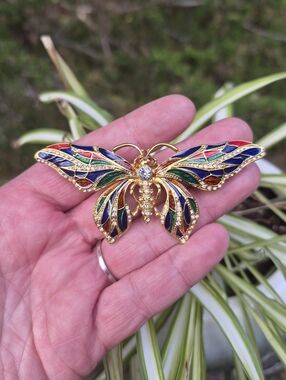 Camrose & Kross JBK Jackie Kennedy Enamel Crystal Rhinestone Butterfly Brooch